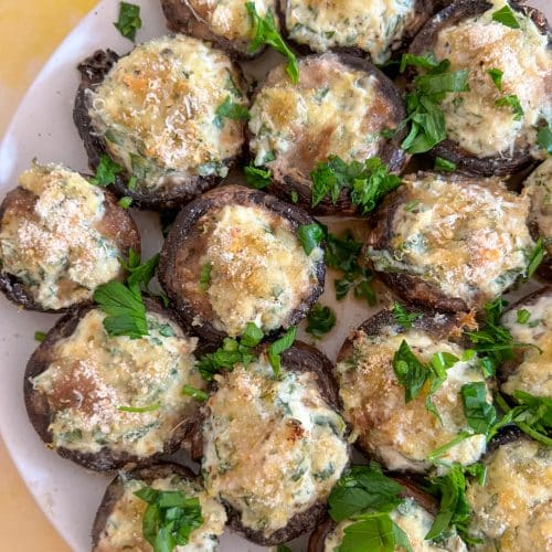 Lemon Ricotta and Herb Stuffed Mushrooms - The Bite with Jackie