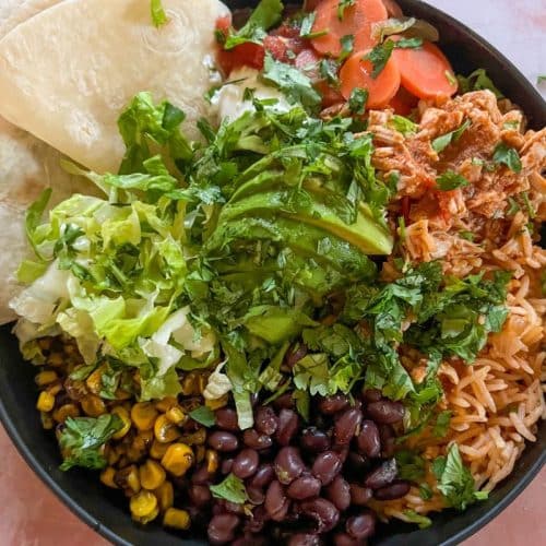 Crockpot Chicken Tinga Burrito Bowls